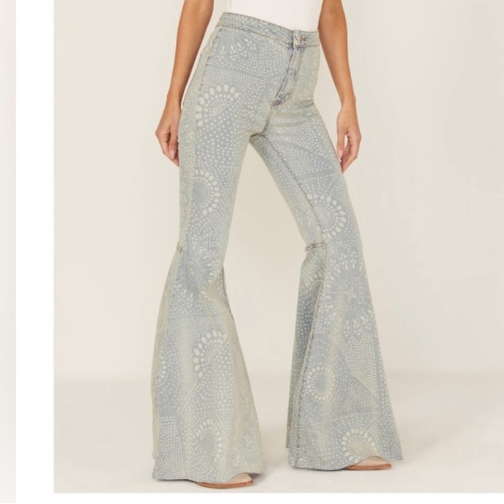 Free people mega flare jeans indigo combo brand new size 30